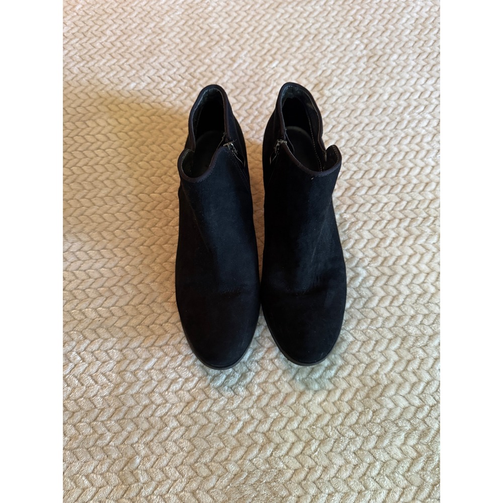 Xappeal Womens Black Faux Suede Ankle Boots Side Zip Low Heel Size 9